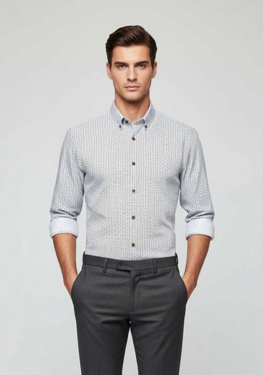 Bugatti Πουκάμισο Graphic -  9350 18513E 40 Ciel