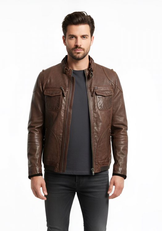 Arma Δερμάτινο Μπουφάν της σειράς Mays & Rose - 02 0117 1 XW Brown