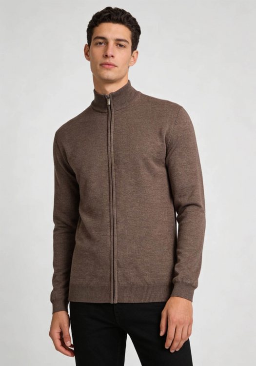  Hamaki Ho Πλεκτή ζακέτα της σειράς Zip - MI3045H Brown