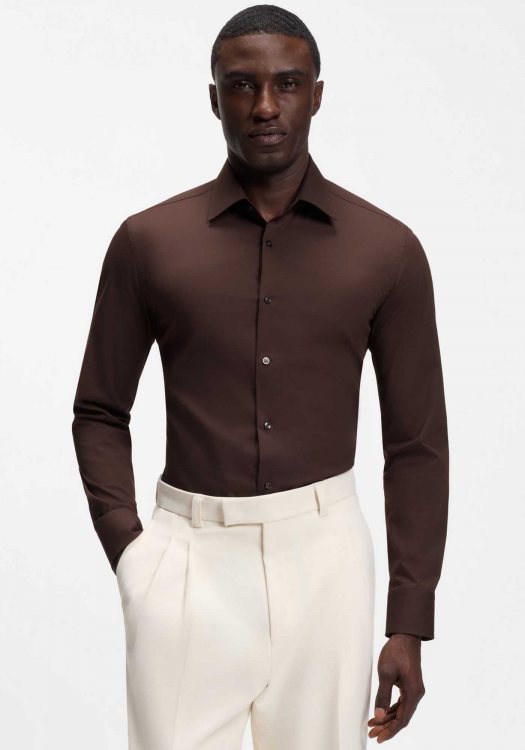 BOSS Πουκάμισο H Hank - 50469345 209 Dark Brown