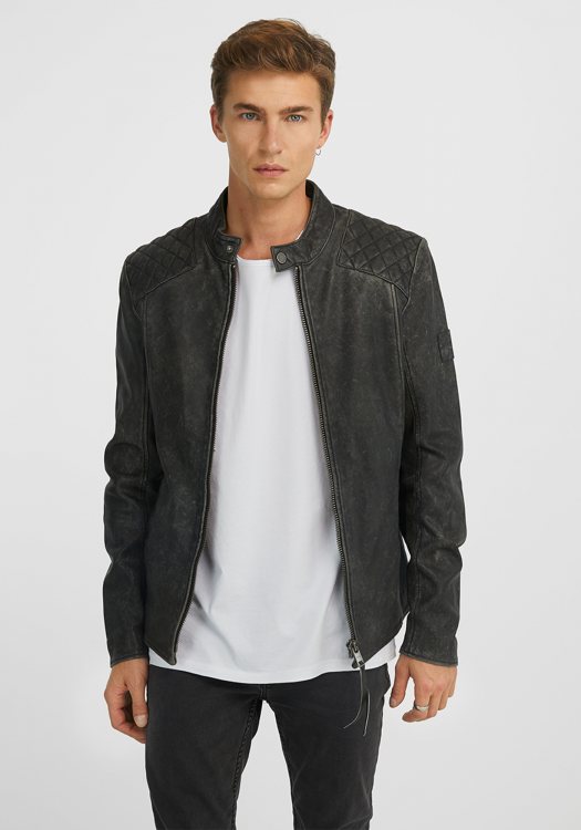 YPS Δερμάτινο Μπουφάν της σειράς Nero Stone Wash 214- 106455000005 001 Vintage Black