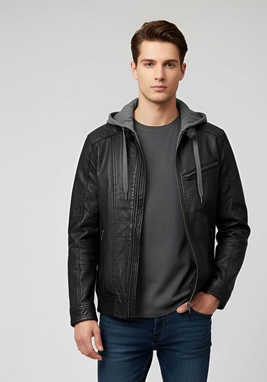 David Moor Δερμάτινο Μπουφάν της σειράς Bomber - 110852 193938 Black