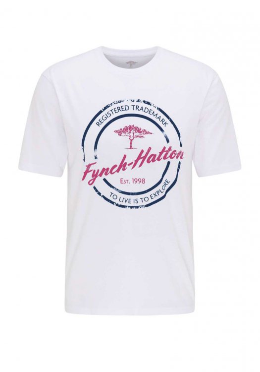 Fynch Hatton Κοντομάνικη T Shirt της γραμμής Malaga σε Άνετη γραμμή - 1121 1605 1010 White Midnight