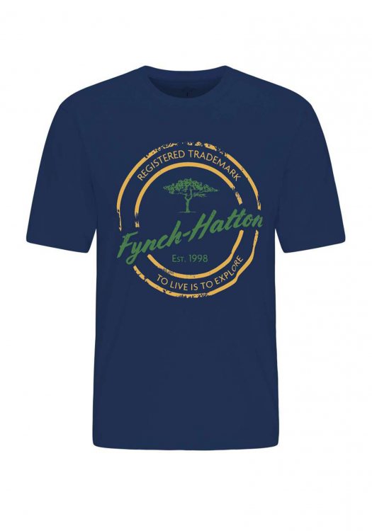 Fynch Hatton Κοντομάνικη T Shirt της γραμμής Cactus σε Άνετη γραμμή - 1121 1605 1670 Midnight Sunlight