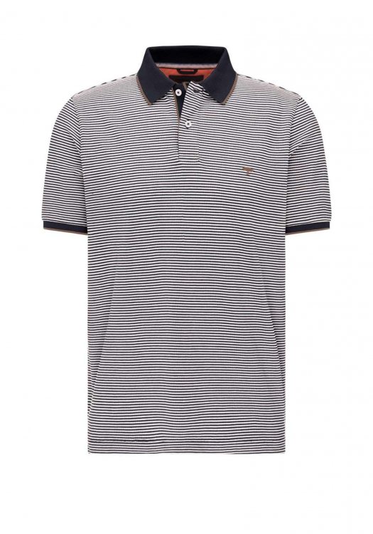 Fynch Hatton Finestripe Piqué Polo σε Άνετη γραμμή - 1121 1763 1653 Navy White