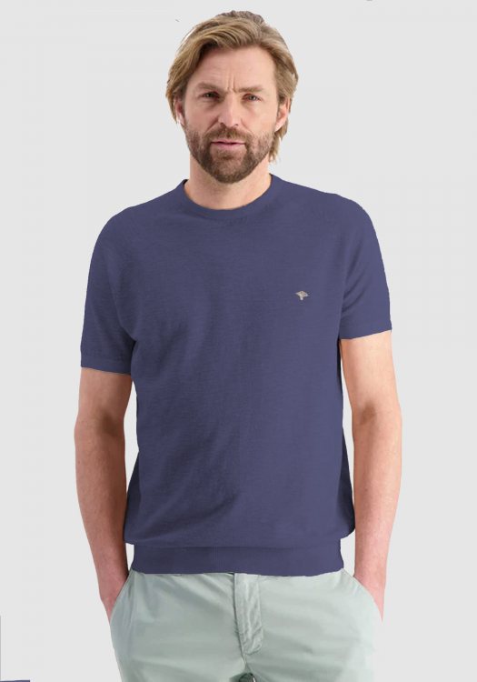 Fynch Hatton Μπλούζα Linen/Cotton Knit - 1122 703 647 Night