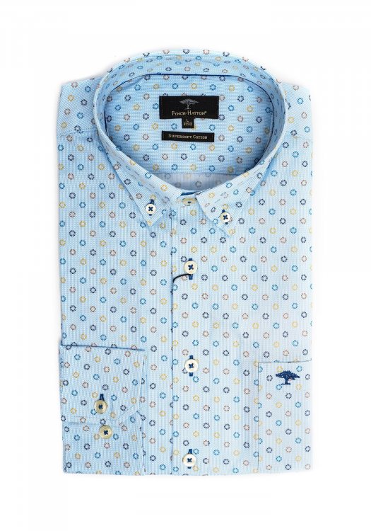 Fynch Hatton Πουκάμισο της σειράς Supersoft Cotton - 1221 9020 9020 Earth Blue