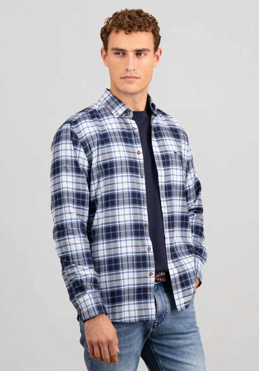 Fynch Hatton Πουκάμισο της σειράς Flannel Check - 1510 8920 685 Navy