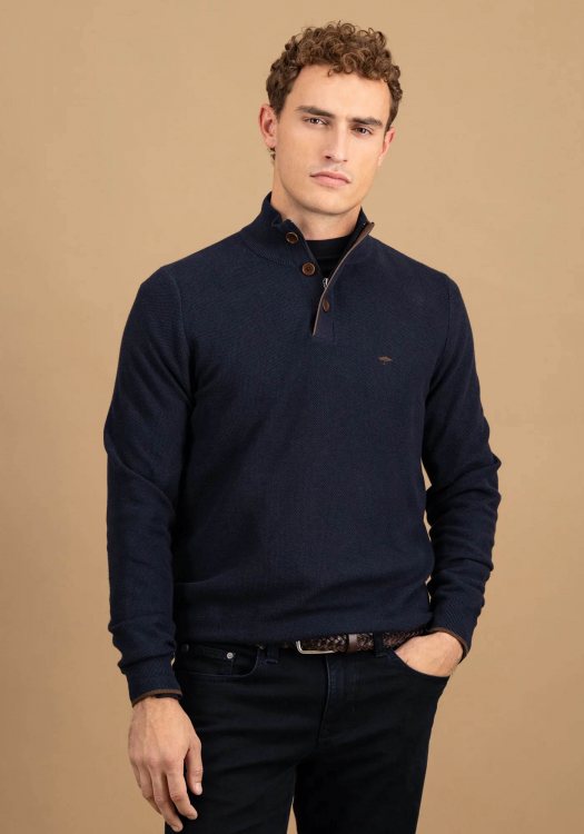 Fynch Hatton Pullover της σειράς Button Troyer - 1514 219 690 Navy