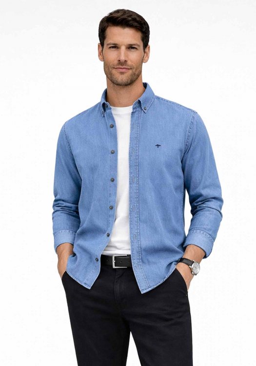 Fynch Hatton Πουκάμισο Denim - 1602 8030 604 Crystal Blue
