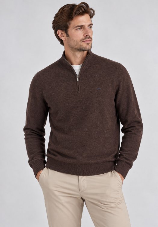 Fynch Hatton Pullover  Zip Troyer - 1614 802 866 Soil
