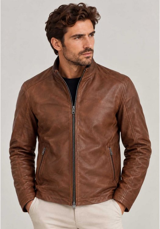 Guy Laroche Δερμάτινο Jacket -  1786 01 02 Taba
