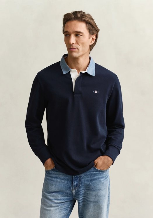 GANT Μακρυμάνικη Polo Chambray - 2004082 433 Navy