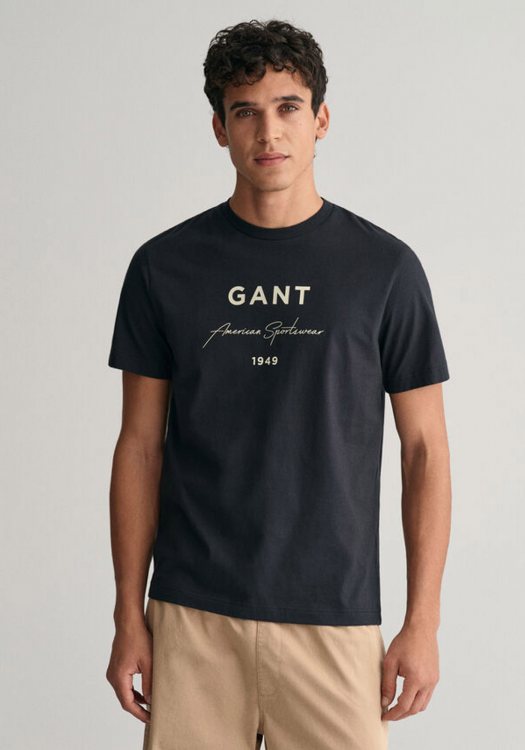 GANT Κοντομάνικη Μπλούζα της σειράς Script - 2013070 005 Black