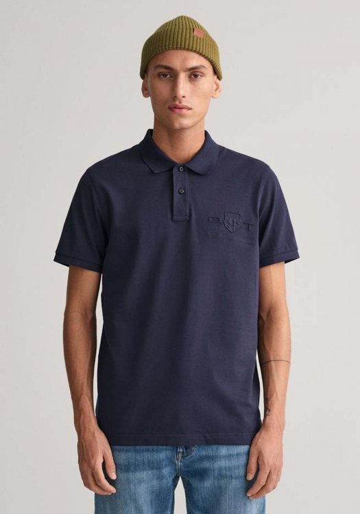 GANT Polo Μπλούζα της σειράς Tonal Shield - 2062025 433 Evening Blue