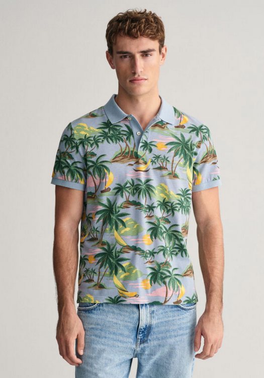 Gant Piqué Polo Μπλούζα της σειράς Hawaiian - 2062037 474 Dove Blue