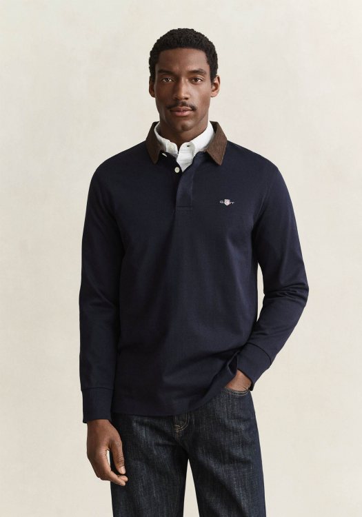 GANT Polo μπλούζα Corduroy Collar - 2065120 433 Evening Blue