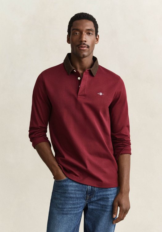 GANT Polo μπλούζα Corduroy Collar - 2065120 676 Deep Grape Wine