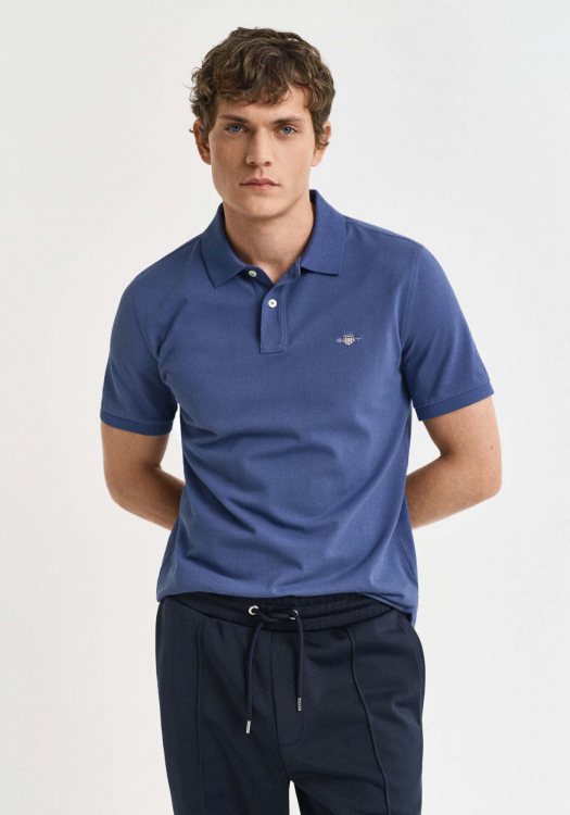 GANT Pique Polo Μπλούζα της σειράς Shield - 2210-1 401 Dusty Navy