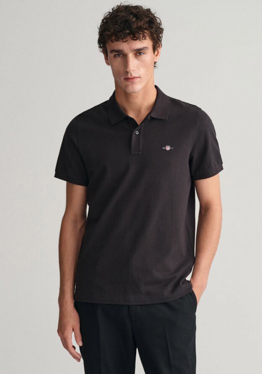 GANT Pique Polo Μπλούζα της σειράς Shield - 2210-1 005 Black