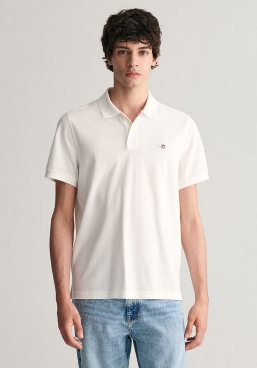 GANT Pique Polo Μπλούζα της σειράς Shield - 2210 110 White