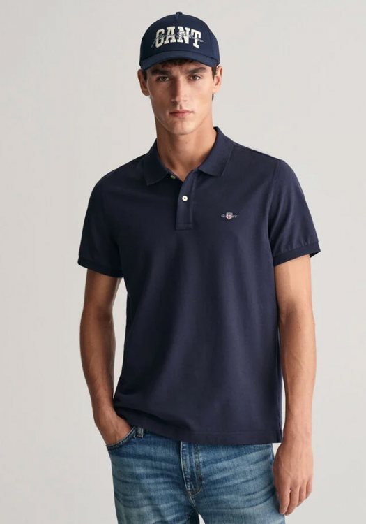 GANT Pique Polo Μπλούζα της σειράς Shield - 2210 433 Evening Blue