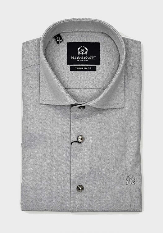Monte Napoleone Πουκάμισο Micro - 262 32 2500 3288 7 Open Grey
