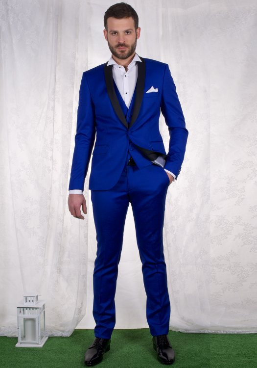 Fragosto Slim Fit  Suit - Royal Blue