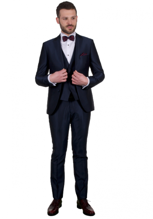 Fragosto Three Pieces Slim Fit Suit - Diamond Blue