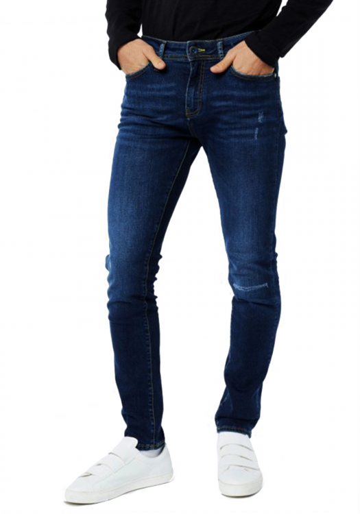 Ανδρικό Jean Tasche Sax Zip σε Skinny γραμμή - Blue WQ84