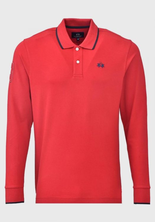 La Martina Polo μπλούζα σε κανονική γραμμή - 3LMQMP312 06081 Red