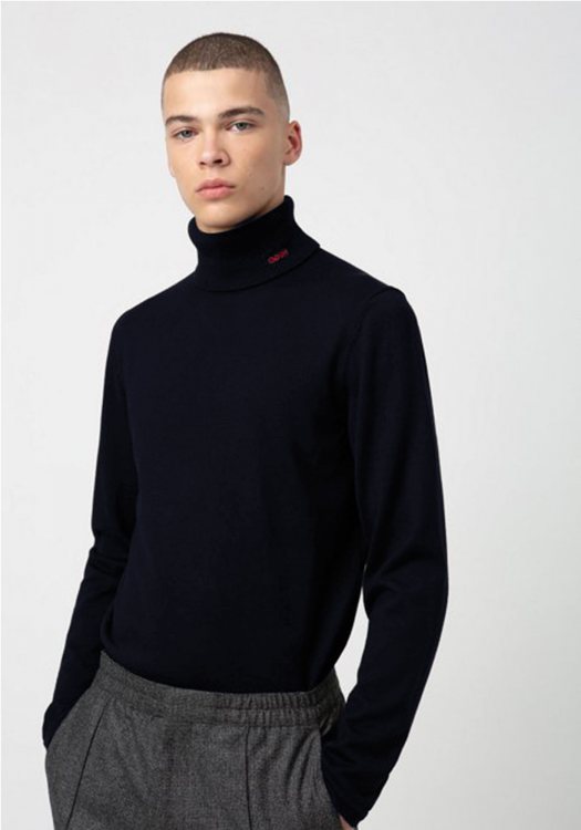 HUGO Slim-fit turtleneck sweater - 50402582 410 Blue