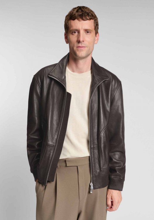 BOSS Δερμάτινο Jacket της σειράς C Mander - 50547589 202 Dark Brown