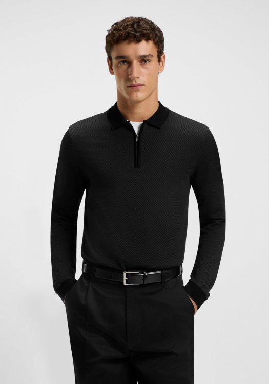 BOSS Zip Polo Μπλούζα της σειράς H Peduzzi - 50549583 001 Black