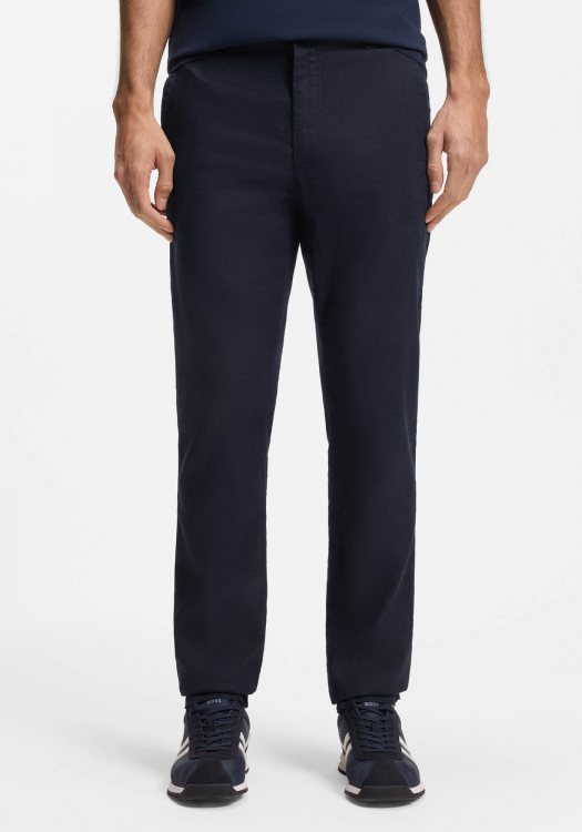 BOSS Λινό Παντελόνι Sanderson - 50559595 404 Dark Blue