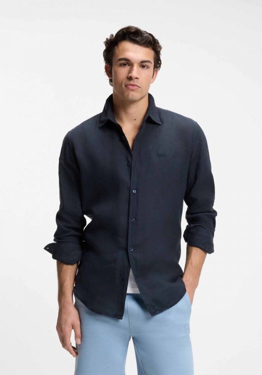 BOSS Λινό Πουκάμισο Relegant - 50567579 404 Blue