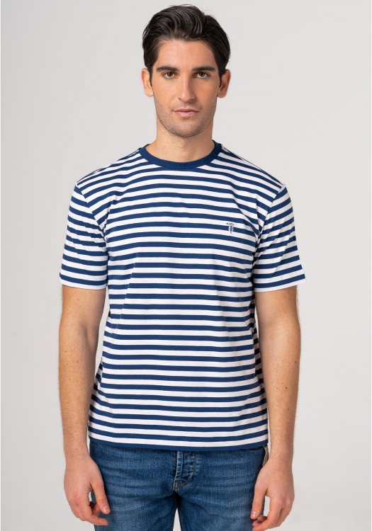 Trussardi Jeans Μπλούζα της σειράς Striped Jersey 30/1 - 52T00569 1T005649 W869 White Ink Blue
