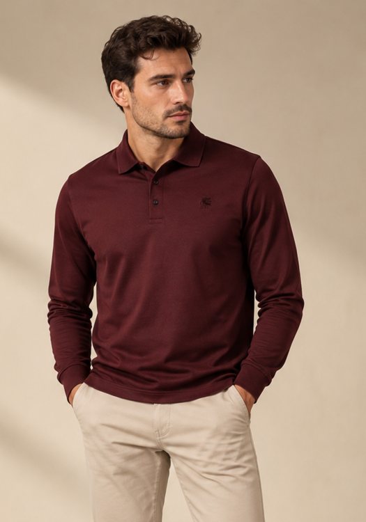 Karl Lagerfeld Polo Μπλούζα Pressbutton - 745000 564200 380 Merlot
