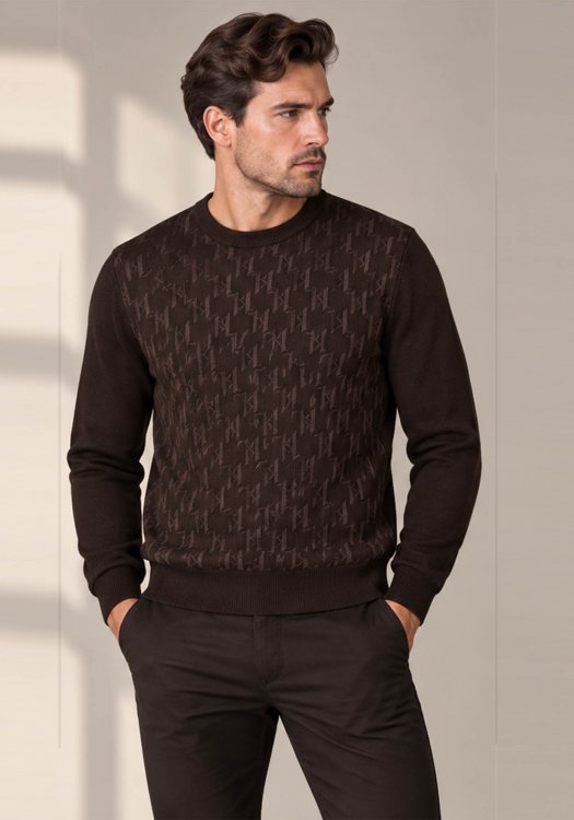 Karl Lagerfeld Πλεκτή Μπλούζα Knit Crewneck - 655011 564301 490 Black Brown