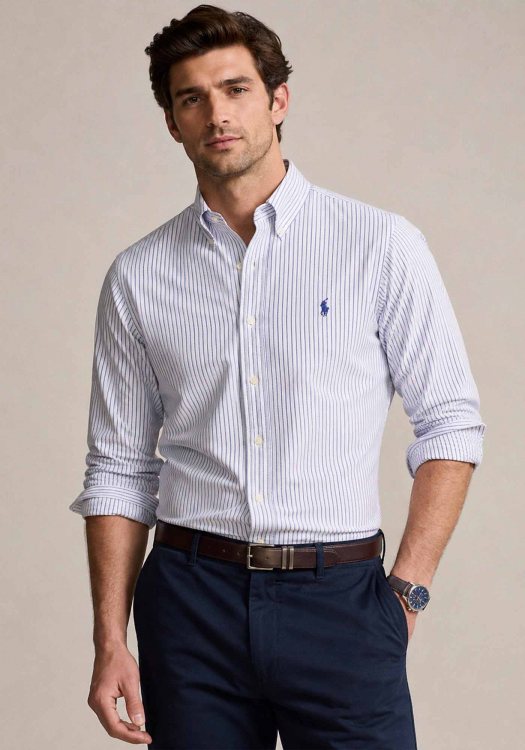 Polo Ralph Lauren Πουκάμισο Stripe - 710653974 001 White Blue