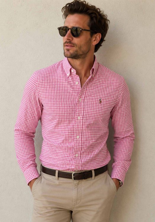 Polo Ralph Lauren Πουκάμισο Check  - 710654034 003 Pink  White