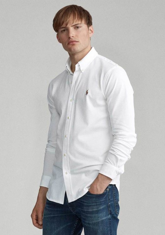 Ανδρικό Πουκάμισο Knit Oxford - White 001