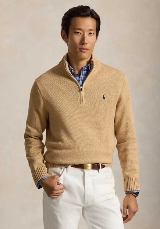 Polo Ralph Lauren Half Zip Semi Turtleneck - 710859939 504 Camel