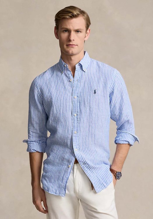 Polo Ralph Lauren Πουκάμισο της σειράς Linen - 710873446 001 Blue/White