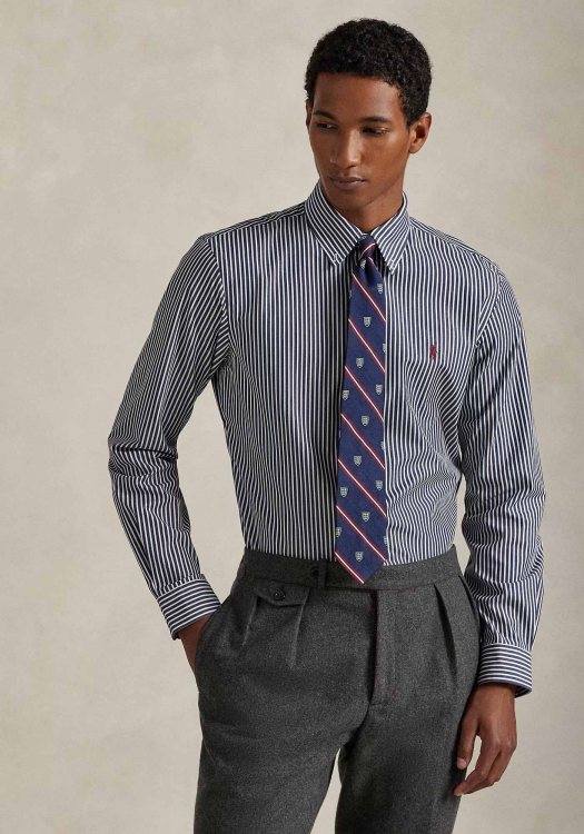Polo Ralph Lauren Πουκάμισο Stripe - 710929346 022 Newport Navy/White
