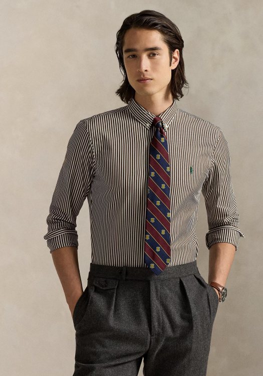 Polo Ralph Lauren Πουκάμισο της σειράς Stripe - 710929346 023 Copper Brown White 