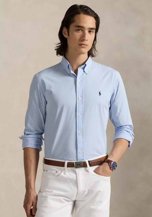 Polo Ralph Lauren Πουκάμισο Stripe - 710929346 018 Austin Blue/White
