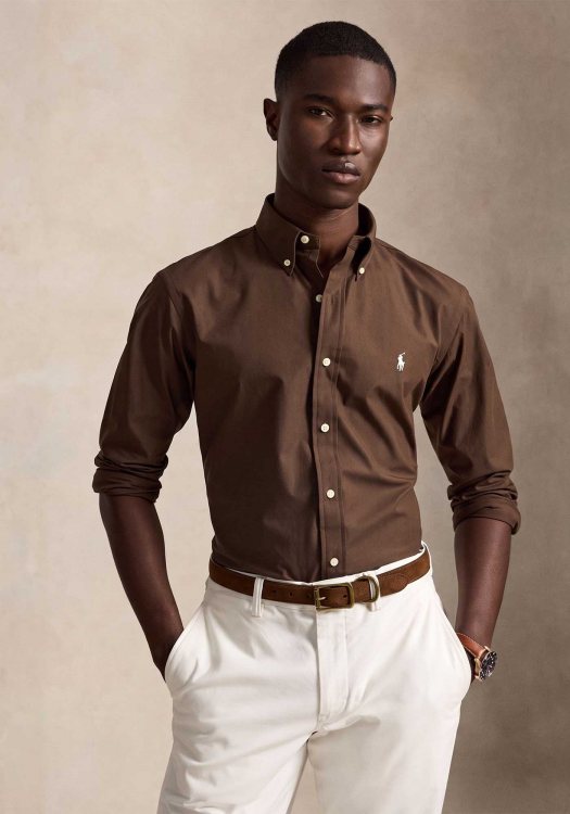 Polo Ralph Lauren Πουκάμισο Poplin - 710929349 505 Brown