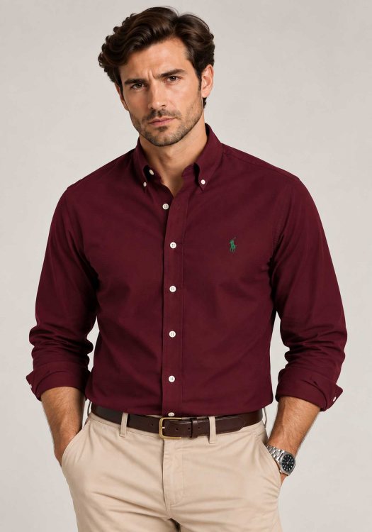 Polo Ralph Lauren Πουκάμισο Poplin - 710929349 506 Bordo
