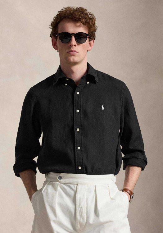 Polo Ralph Lauren Πουκάμισο Linen - 710966294 019 Black